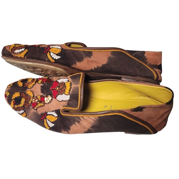 Meher Kakalia Frida Moccasin Embroidered Hand Made Shoes EU 39 Designer Leather - Picture 4 of 7